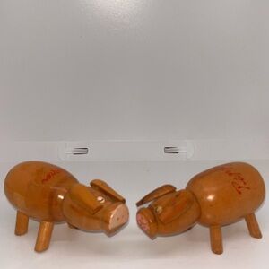 Vintage Wooden Pig or Hog Salt & Pepper Shakers by Standard Specialty of Japan